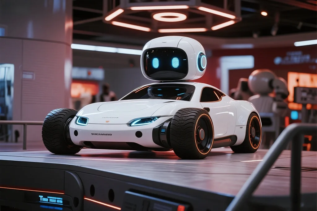 AI robot assisting in a smart home with home automation