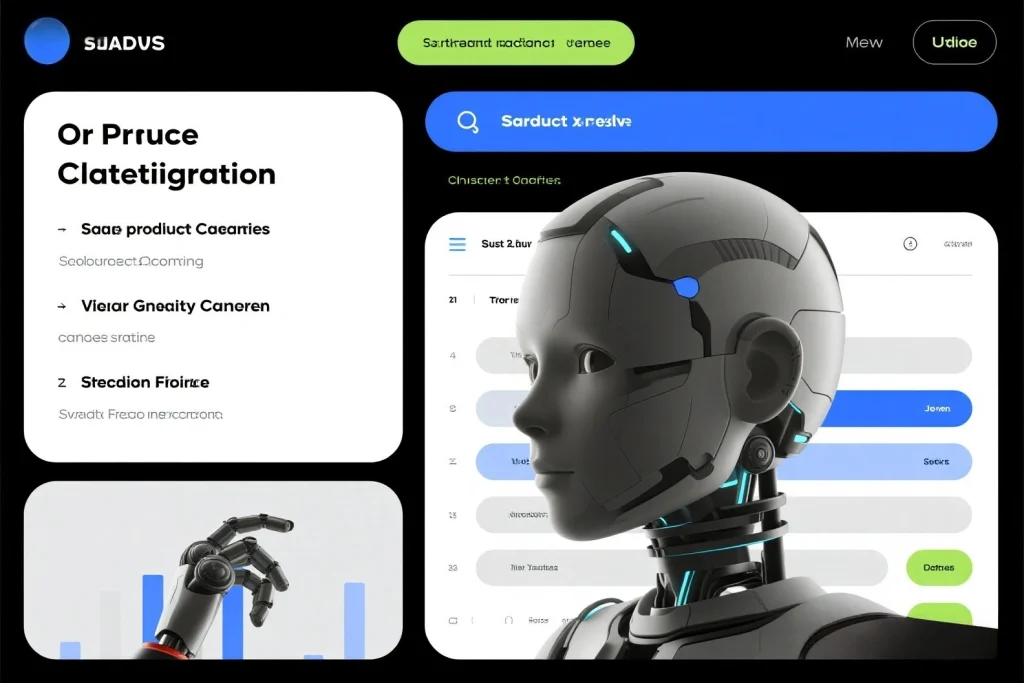 AI SaaS product classification criteria diagram with robot features