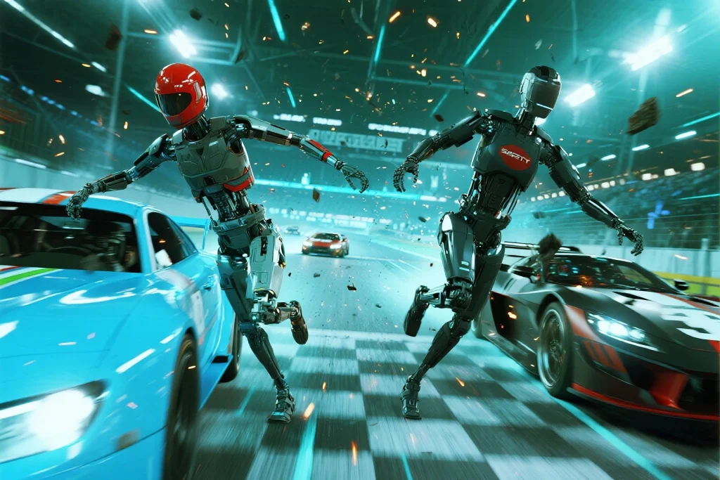 Robot monitoring road safety for autonomous cars emphasizing AI safety