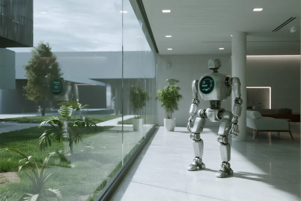 Advanced AI robots with futuristic designs and technology