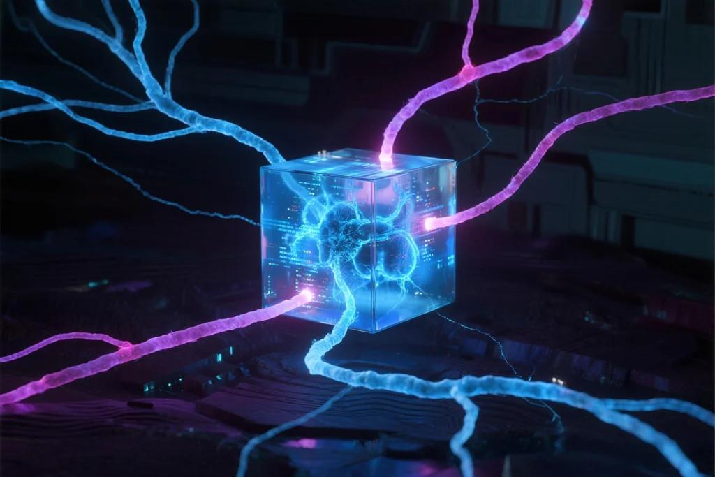 AI transparency in decision making where a child interacts with a transparent AI robot.