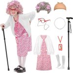 Kids 100 Days of School Costume for Girls, Old Lady