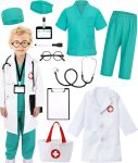 12 PCS Doctor Costume for Kids,Scrubs with Lab