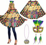 4pcs Carnival Costumes for Women, Happy Fat Tuesday