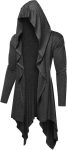 COOFANDY Long Hooded Cardigan Ruffle Shawl Collar Open