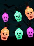 10.5ft Halloween Skull Lights Plug In, UL Certified