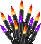 TW SHINE Purple and Orange Halloween Lights, 20FT 100