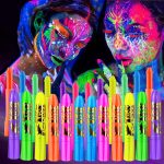 12 PCS Glow Face Body Paint, Glow In The Dark Under UV