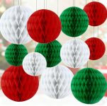 Capesaro 12pcs Green Red White Hanging Honeycomb Balls