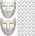 50 PCS Paper Mache Mask Blank, White Masquerade Mask