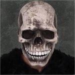 CosTribe Creepy Full Head Skull Mask with Moving Jaw