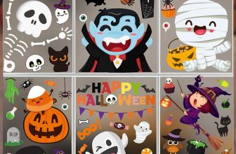 6 Sheet Window Clings - Cute Halloween Stickers and