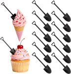 60 Pcs Black Mini Shovel Spoons, Disposable Plastic
