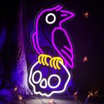 Crow Skull Neon Sign for Wall Decor Dimmable Skull