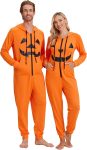 Ekouaer Christmas Onesie for Couples Zipper Hooded