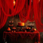 RunNico 197'' x 85'' Halloween Blood Red Scary Gauze,
