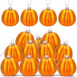 12 Pcs Orange Pumpkin Ornaments Fall Mini Pumpkins Ball