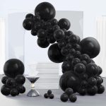 PartyWoo Black Balloons 140 pcs Different Sizes of 18