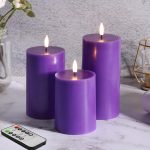 Purple Flameless Pillar Candles with Remote, Halloween