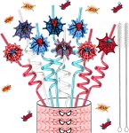 LEDUO 24PCS Spider Web Drinking Straws - Man Party