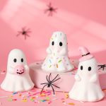 Yousoontic 3 Pcs Pastel Halloween Ghost Figurines Pink