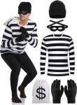 URATOT Halloween Robber Costume Set, Include Striped