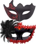 SIQUK Couple Masquerade Masks Set Venetian Party Mask