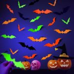 LOLStar 72PCS Glow Halloween Bats Decoration, 4