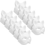 MAELSTROM 10PCS Cat Masks Therian Mask White Blank