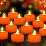CESOF Pumpkin Tea Lights Fall Decorations, 12 Pack LED