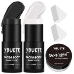 White Black Face Body Paint Stick Set with Translucent