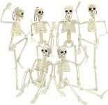UMEELR 6Pcs Posable Plastic Skeletons, 16" Halloween