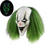 Scary Halloween Clown Mask with Green Hair for Adult