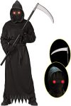 Grim Reaper Halloween Costume with Glowing Red Eyes for
