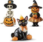 3 Pcs Flat Vintage Halloween Wood Decoration Indoor