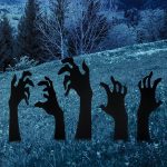 Anditoy 5 Pack Halloween Black Hands Yard Signs with
