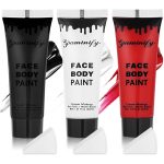 Black White Red Face Body Paint 1.01 oz/pc with 3