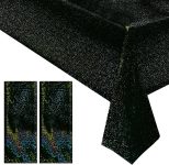 2 Pcs Black Holographic Laser Tablecloth Galaxy Space