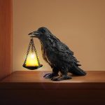 Gothic Crow Lamp with Tealight Candle Holder Resin