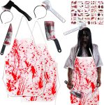 Halloween Bloody Butcher Costumes Scary Set - Axe