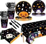 193Pcs Halloween Party Supplies with Pumpkin Tablecloth