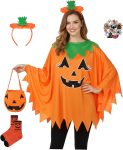 Vermeyen 5PCS Pumpkin Costume Women with Cape Headband