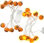 2 Pack Halloween Pumpkin String Lights, LED Battery