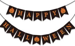 GEGEWOO Black HAPPY HALLOWEEN Banner Bunting with