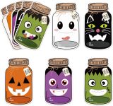 60 Pack Halloween Mason Jar Cards for Kids Exchange