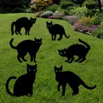 Anditoy 6 Pack Halloween Black Cat Yard Signs with