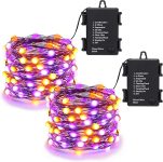Lomotech Orange Purple Halloween Lights, 2 Pack 16.4ft