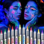 Toodler UV Neon Face Paint Markers 12 Colors, Glow in
