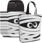 BLUE PANDA 12-Pack Large Mummy Halloween Tote Bags for