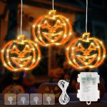 Halloween Window Lights,3 Pack 48LED Pumpkin String